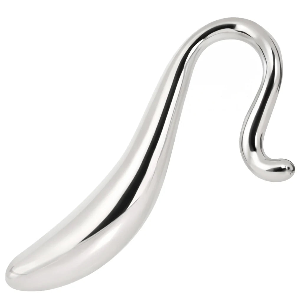 Rouge stainless steel curved wand metal massager with dual-ended design and storage case
