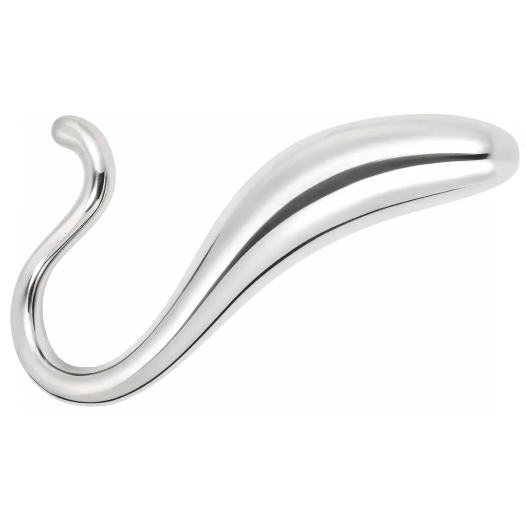 Rouge stainless steel curved wand metal massager with dual-ended design and storage case
