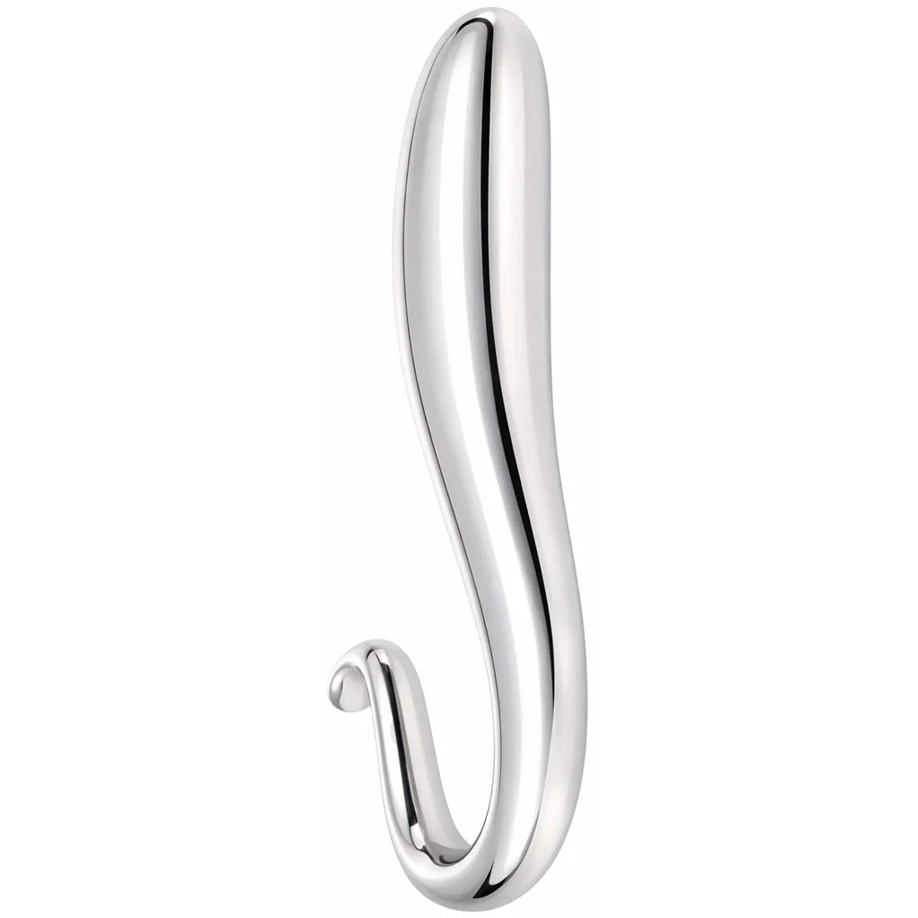 Rouge stainless steel curved wand metal massager with dual-ended design and storage case