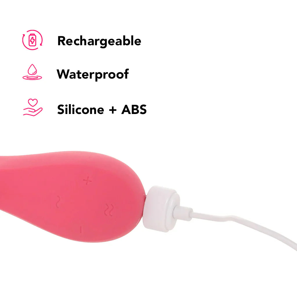 Satisfyer Mono Flex flexible app controlled silicone vibrator available in red or mauve