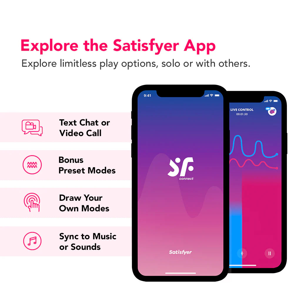 Satisfyer Mono Flex flexible app controlled silicone vibrator available in red or mauve