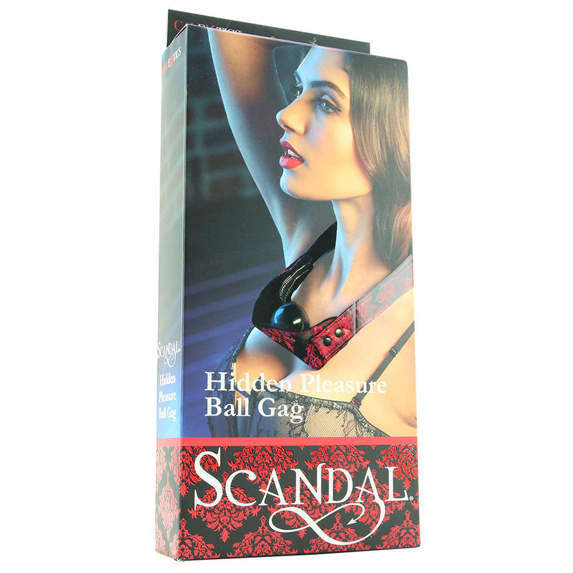 Absolutely beautiful, extra sexy, and perfect for playful mates with a little kink up their sleeves, the erotically inspirational Scandal line puts its signature lacy red print and creative design stamp on a favorite piece of play gear.   Very effectively restraining the wearer - orally, at least! - the Hidden Pleasure Ball Gag silences sound and discourages spitting, biting and other various forms of oral disobedience.