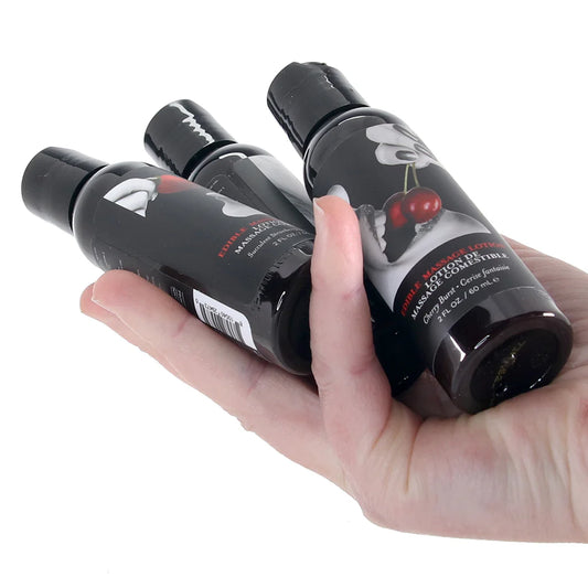 Set of edible massage lotions with flavored sensual body oils designed for couples massage, foreplay, and intimate relaxation