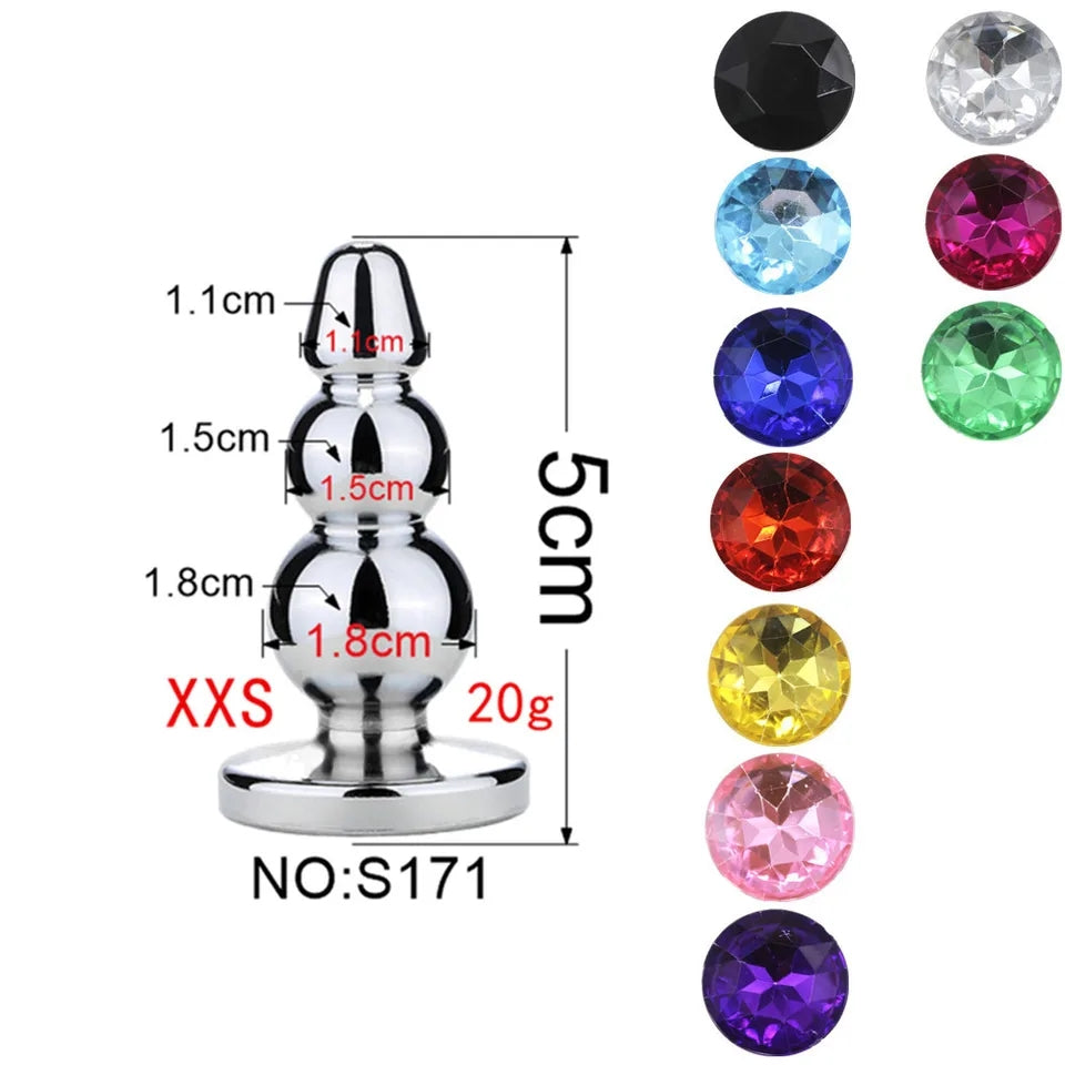 XXSmall twisted metal anal plug 18 mm with crystal gem