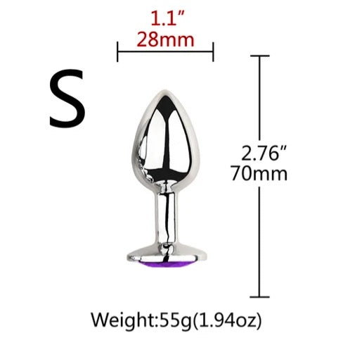 Small metal butt plug with rainbow gem - perfect for beginners