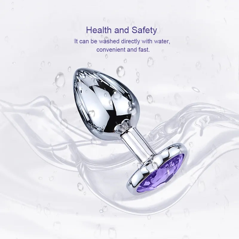 Small metal butt plug with purple gem - perfect for beginners