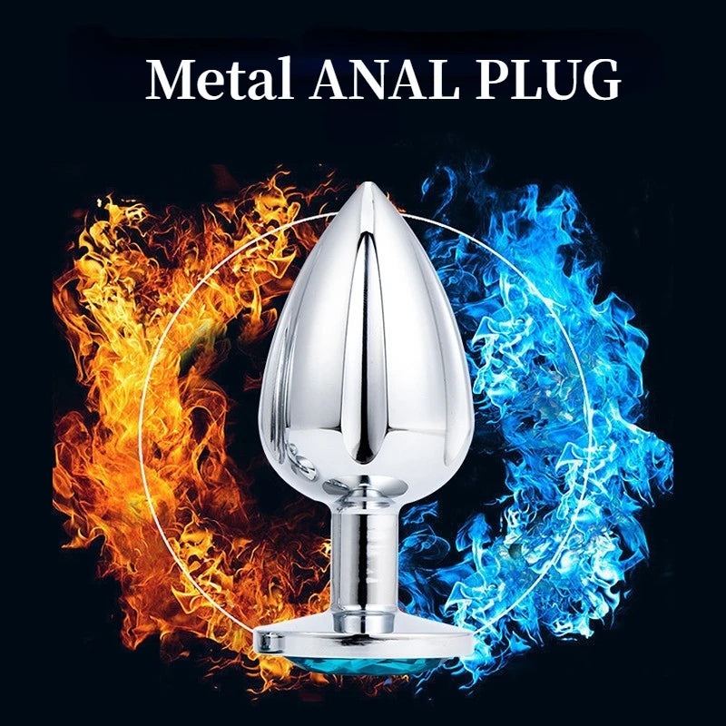 Small metal butt plug with purple gem - perfect for beginners
