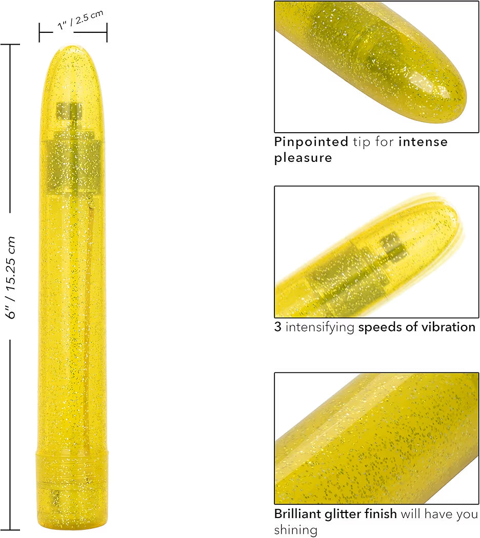 Sparkle Slim Vibe yellow glitter external massager