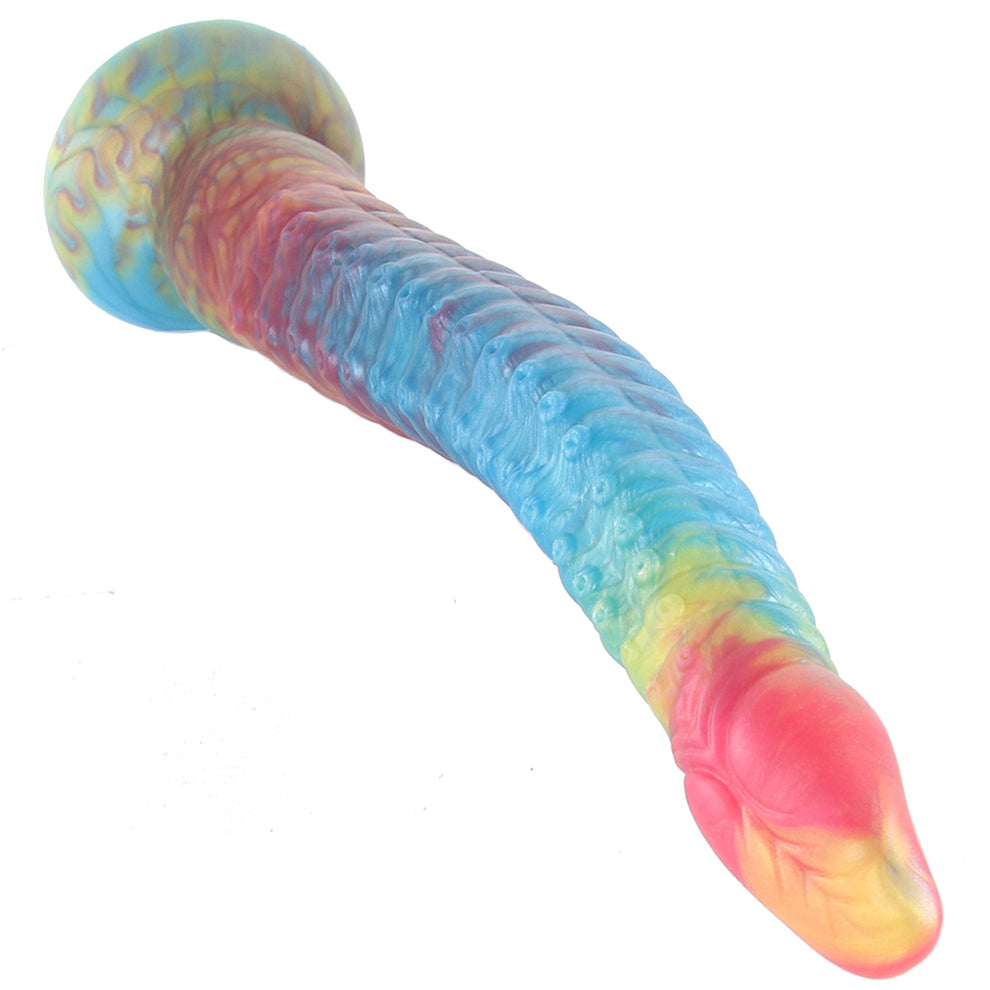 Stardust Kinky Kraken fantasy tentacle dildo with rainbow textured shaft and suction cup base for monster fantasy and pegging play