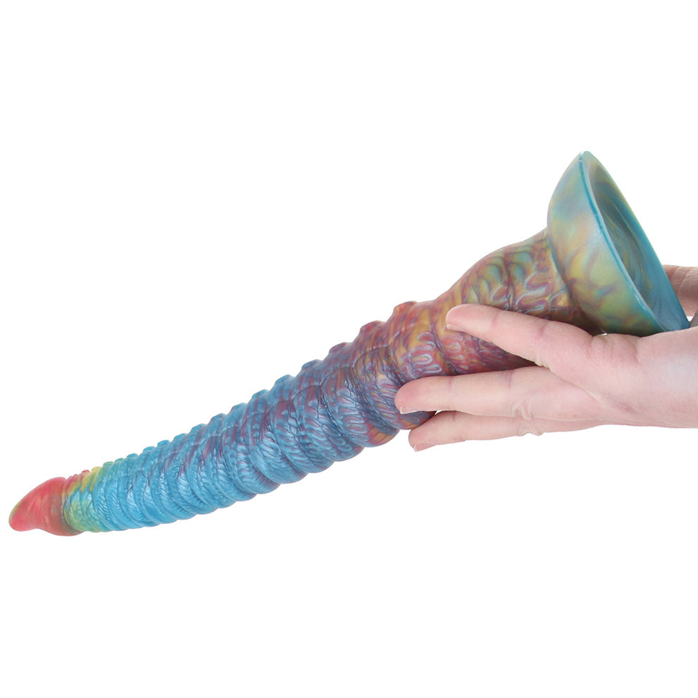 Stardust Kinky Kraken fantasy tentacle dildo with rainbow textured shaft and suction cup base for monster fantasy and pegging play