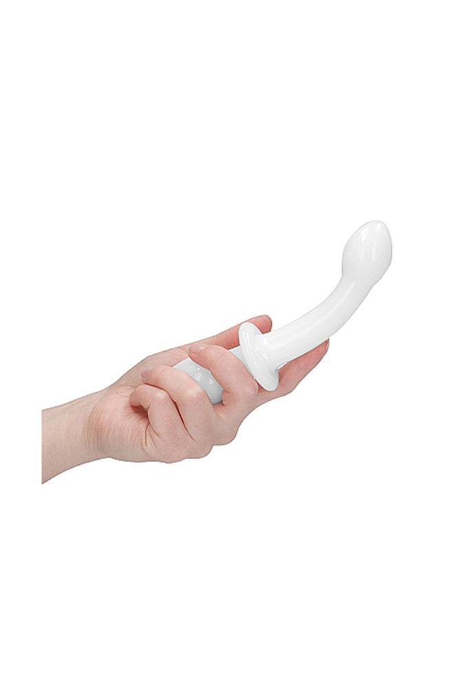White Chrystalino double-ended glass dildo