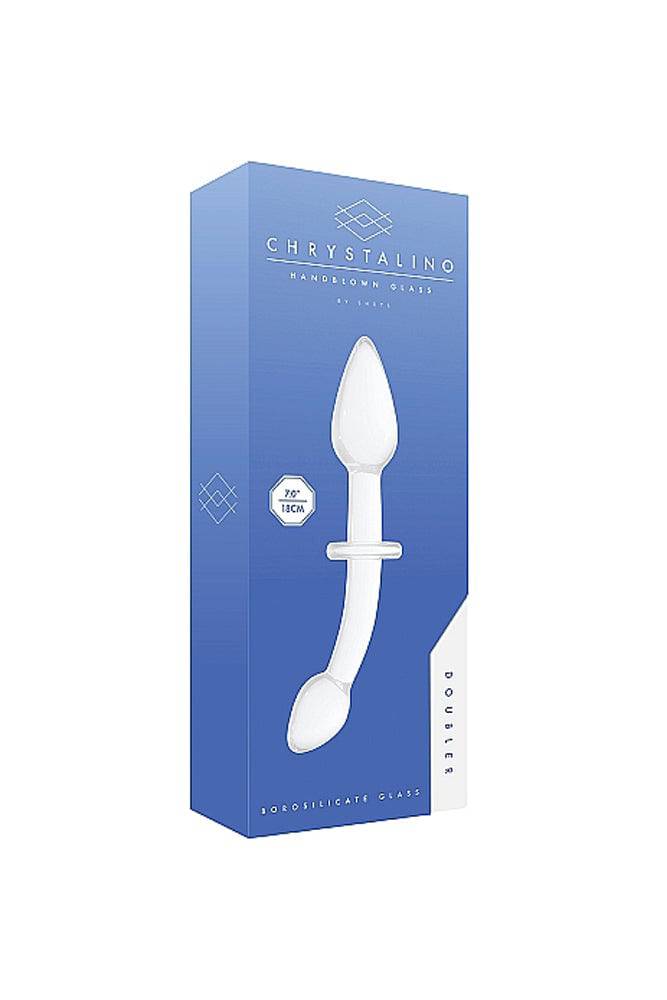 White Chrystalino double-ended glass dildo