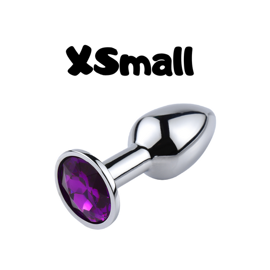 XSmall butt plug - metal purple gem - Perfect for beginners