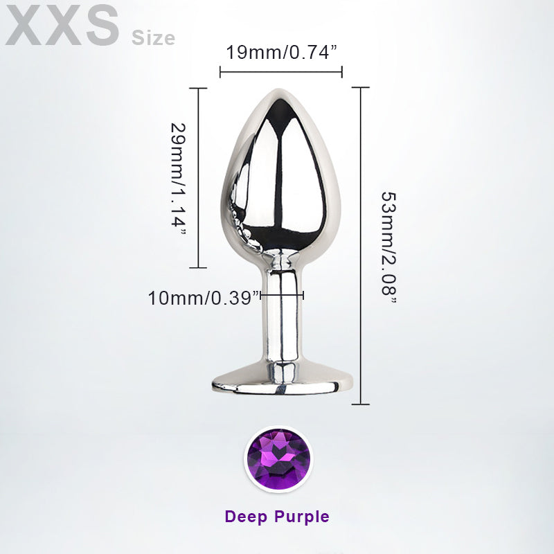 XXSmall butt plug - metal purple gem - Perfect for beginners