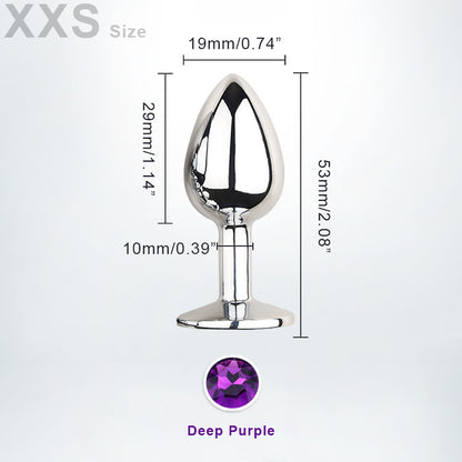 XXSmall butt plug - metal purple gem - Perfect for beginners