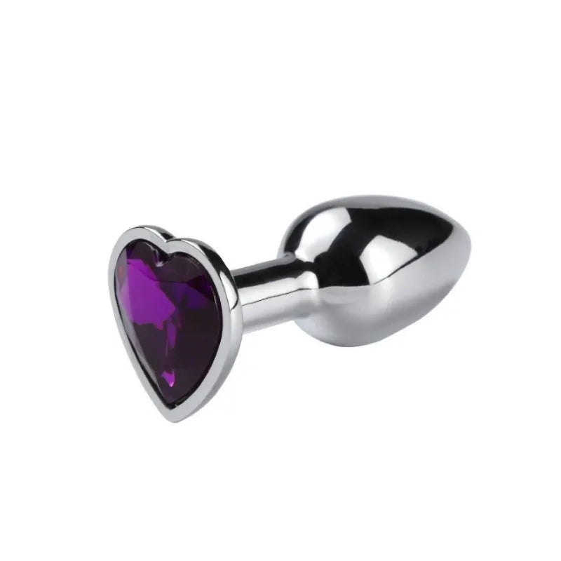 XXSmall heart-shaped metal butt plug with gem - perfect for beginners