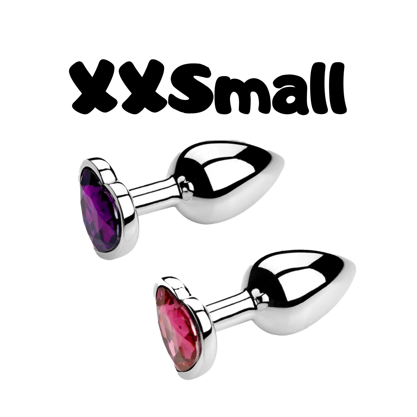 XXSmall heart-shaped metal butt plug with gem - perfect for beginners