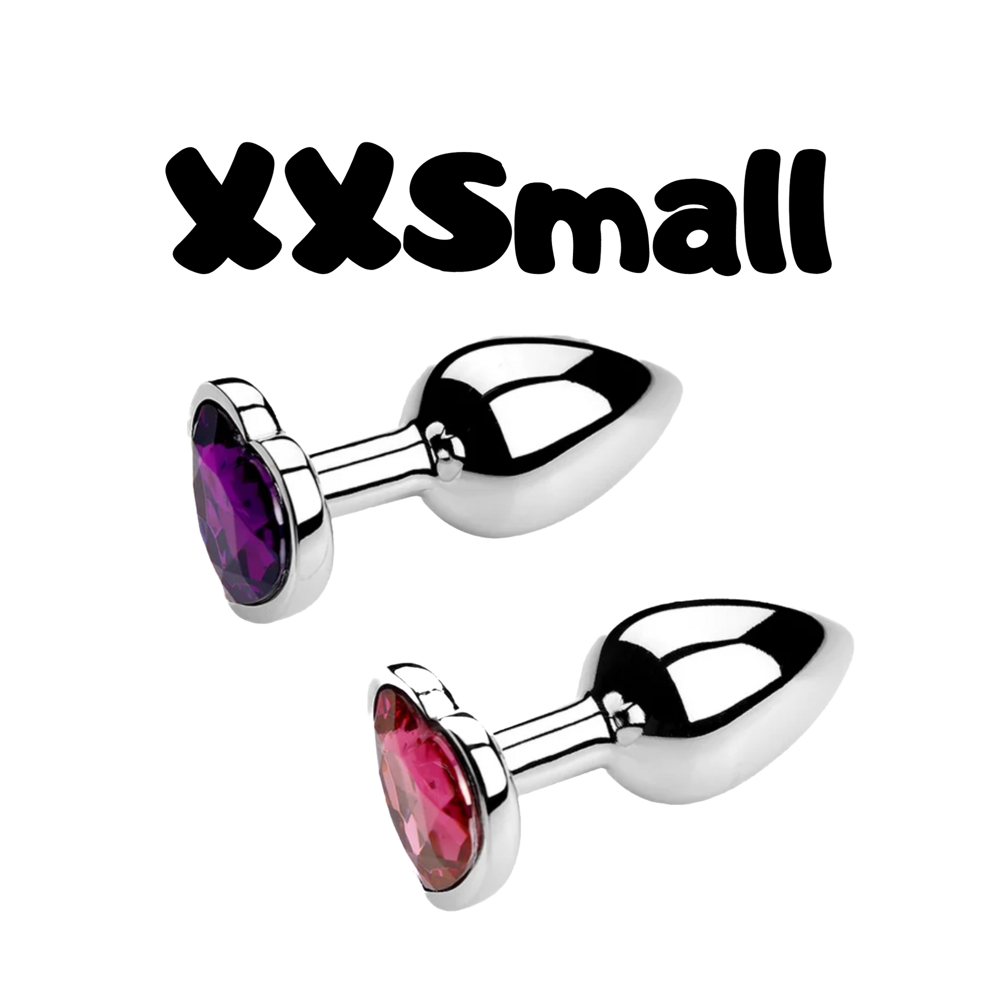 XXSmall heart-shaped metal butt plug with gem - perfect for beginners