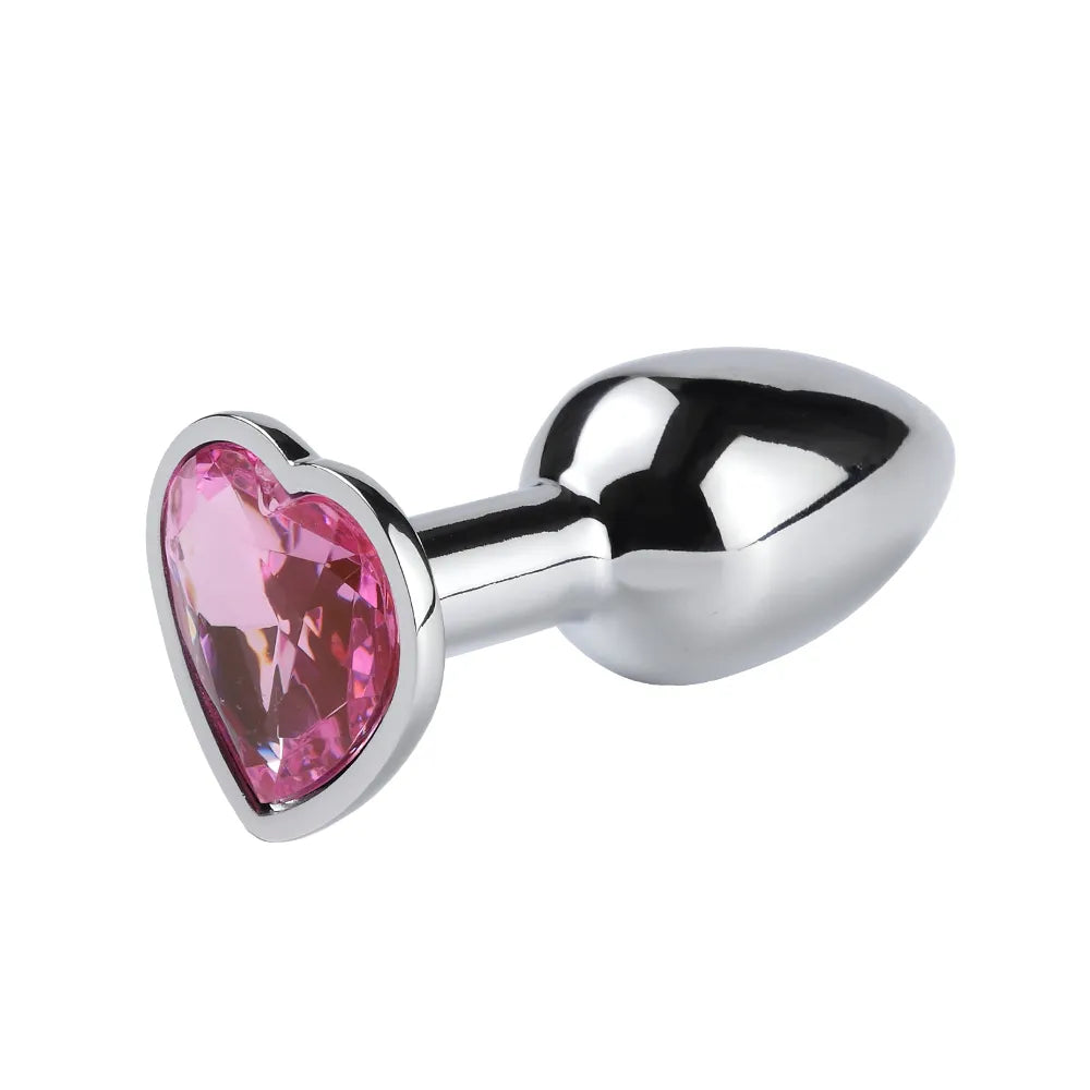 XXSmall heart-shaped metal butt plug with gem - perfect for beginners