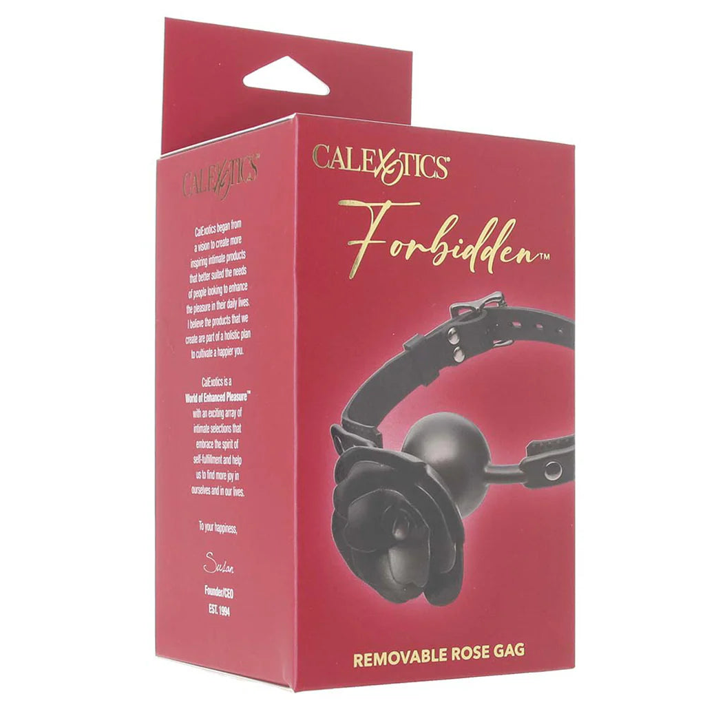 Black silicone rose ball gag with removable flower cover and breathable BDSM mouth gag