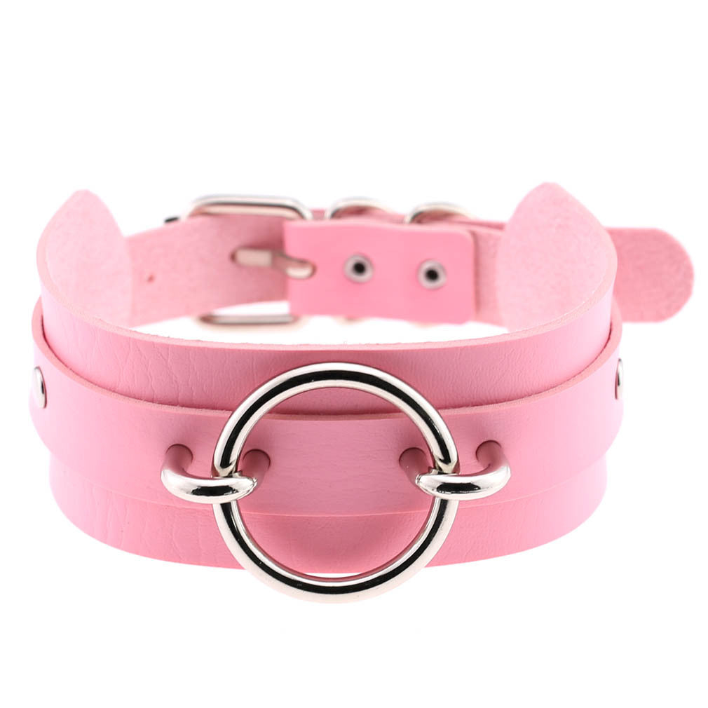 Wide O-Ring Submission Choker Collar – Silver Hardware