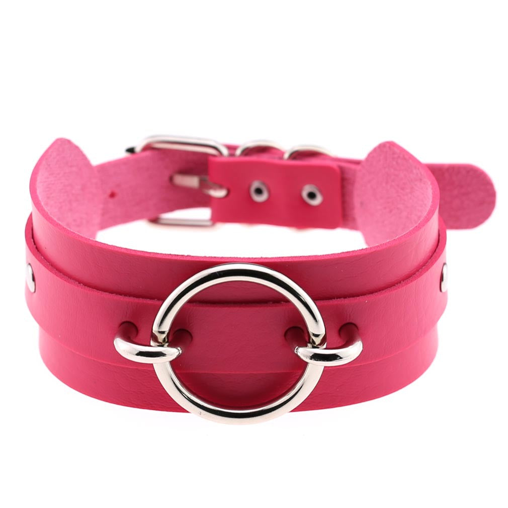 Wide O-Ring Submission Choker Collar – Silver Hardware