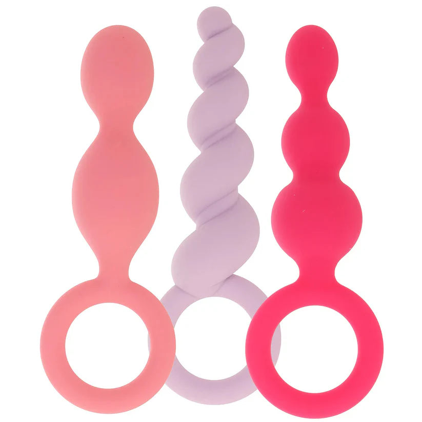 Satisfyer 3 piece silicone butt plug anal training set with graduated beginner-friendly sizes