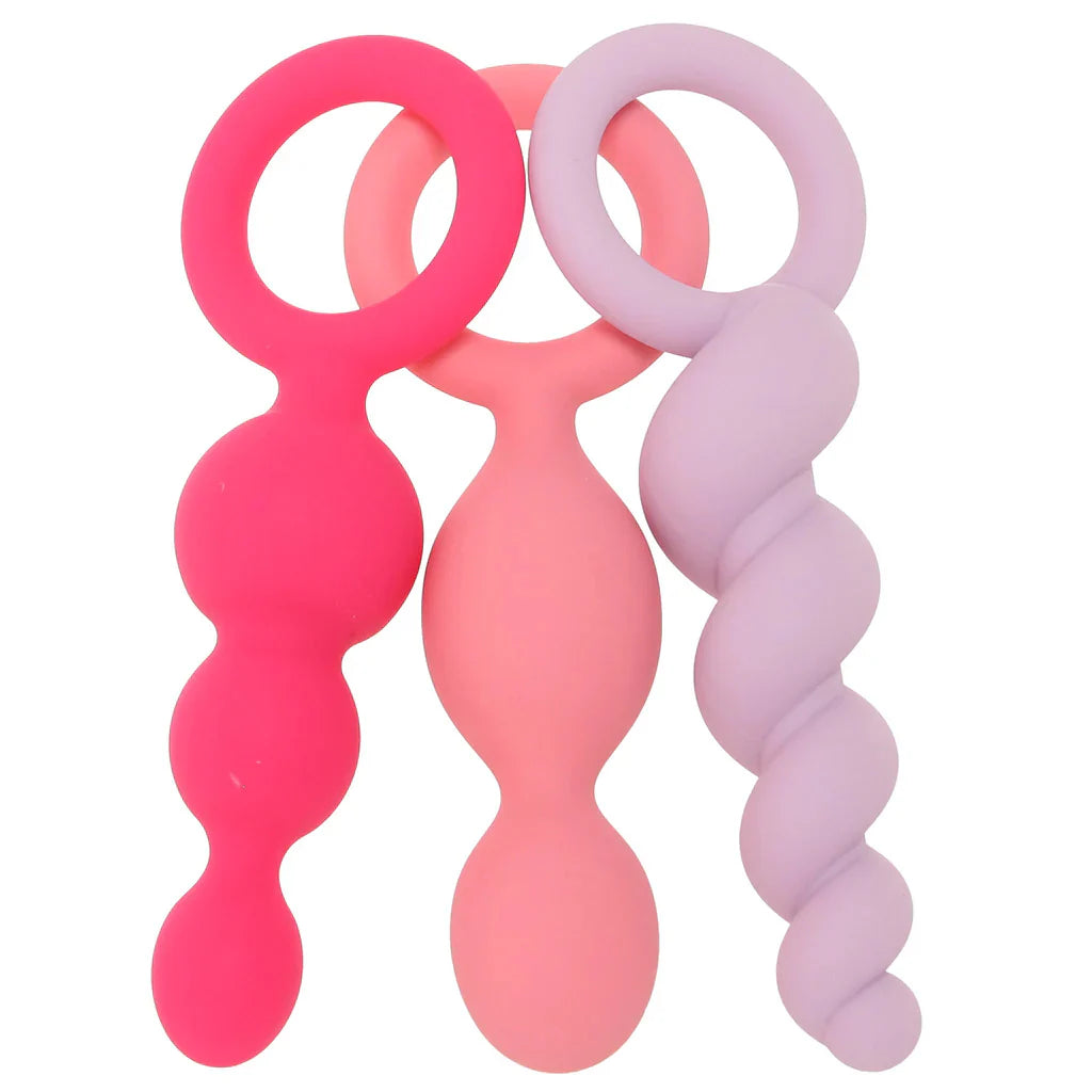 Satisfyer 3 piece silicone butt plug anal training set with graduated beginner-friendly sizes