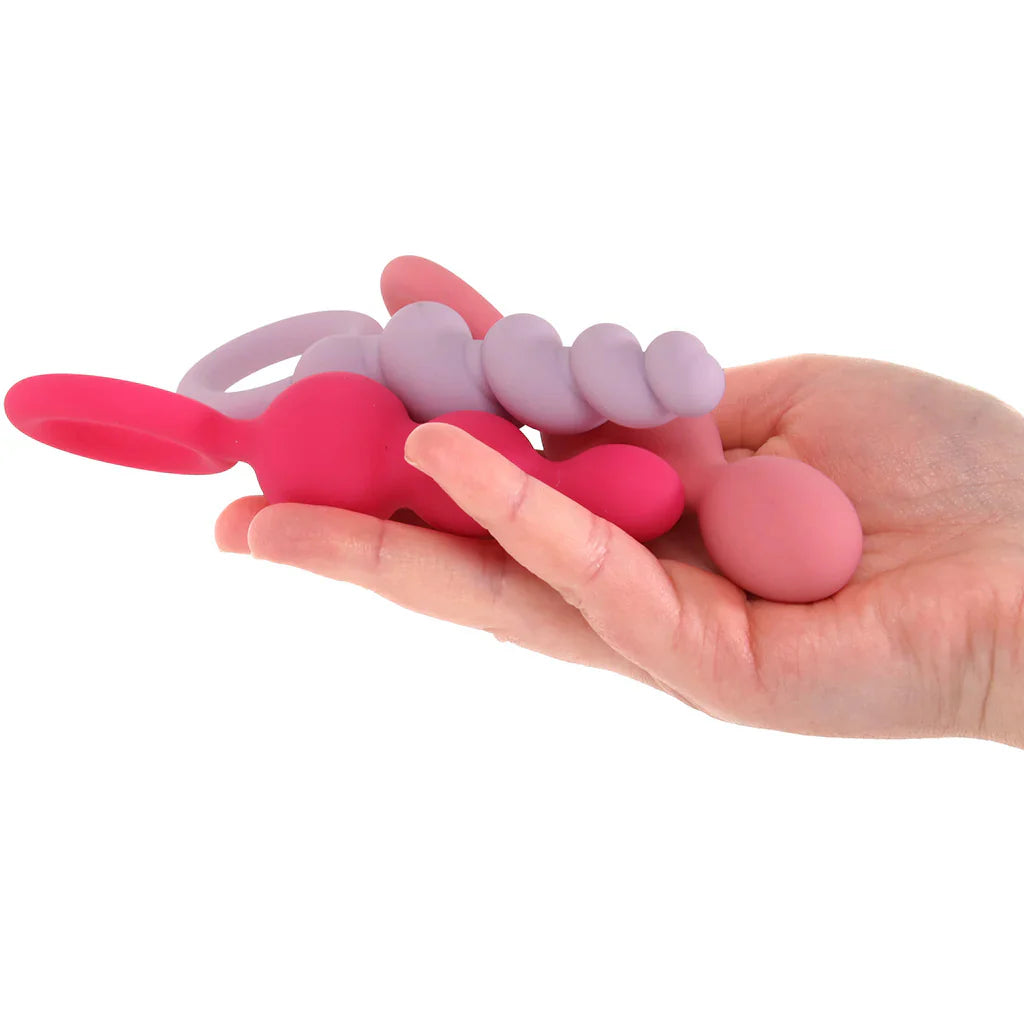 Satisfyer 3 piece silicone butt plug anal training set with graduated beginner-friendly sizes